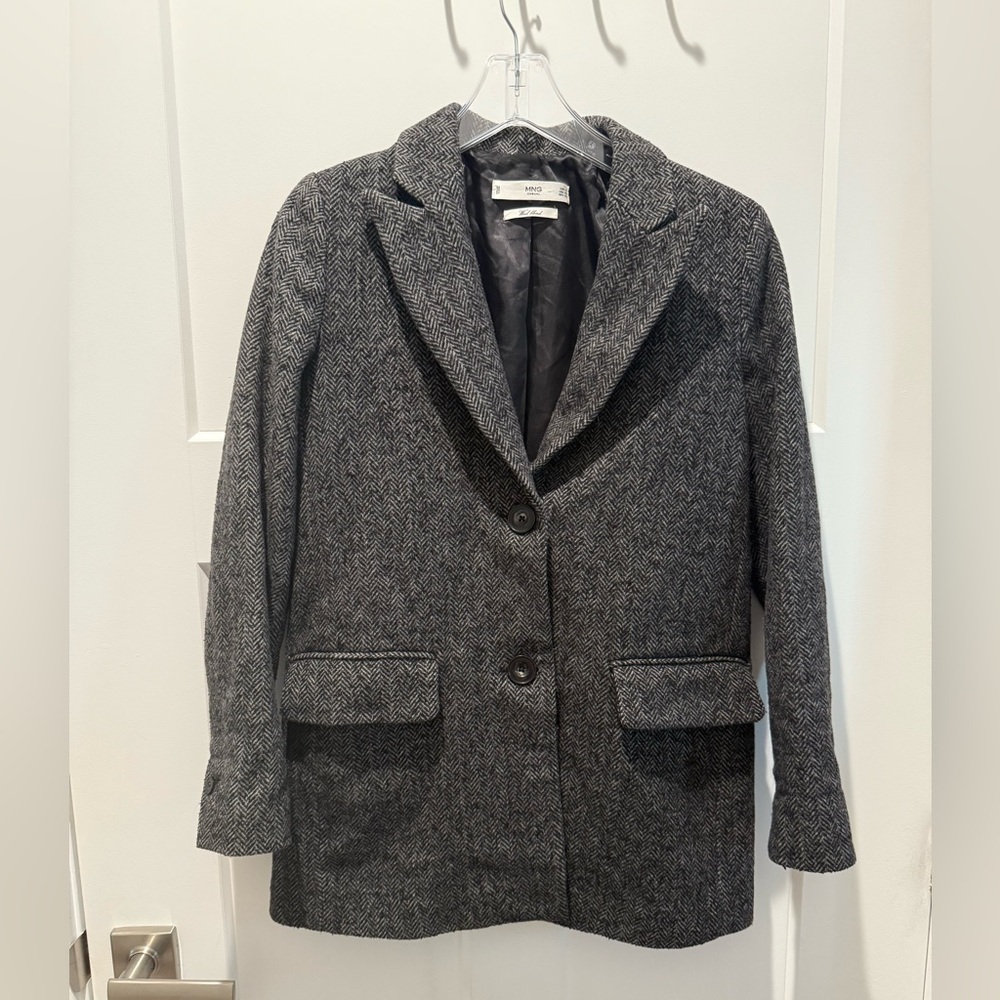 Mango Tweed Wool Blend Blazer